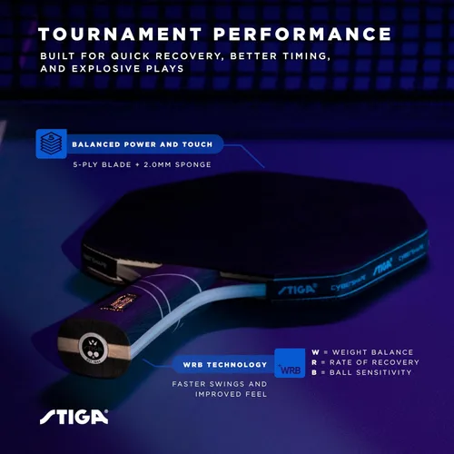 Vista 6 de STIGA Cybershape Eclipse - Pala de ping pong – Raqueta de tenis de mesa de rendimiento profesional – Paleta hexagonal de calidad de torneo
