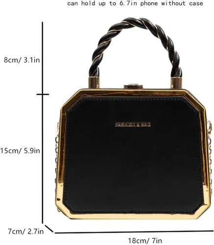 Vista 2 de Bolso cruzado de piel sintética con asa superior, bolso cruzado para fiesta, noche, para mujer PU Leather, Small, Square, Top Handle, Party