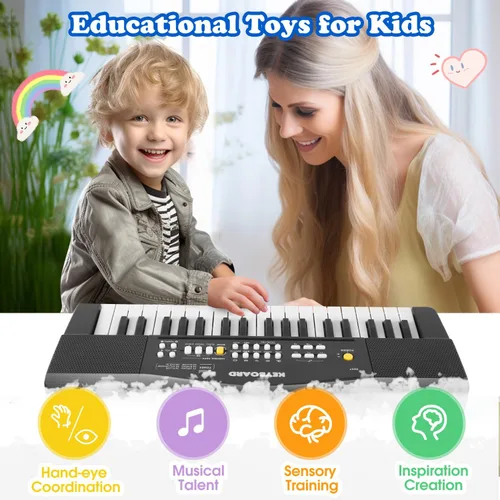 Vista 3 de Teclado de piano de juguete para niños, pianos eléctricos mejorados, juguetes para niños de 3, 4, 5, 6, 7, 8 años, teclados para principiantes