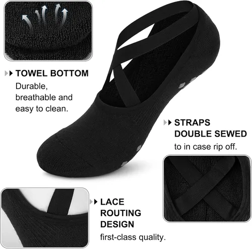 Vista 3 de Diu Life Calcetines de yoga con agarre para mujer, antideslizantes, pilates, entrenamiento, barra pura, ballet, danza, hospital