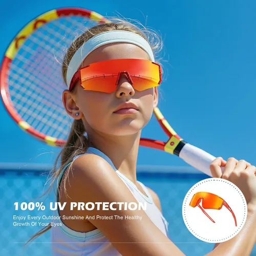 Vista 4 de Fanshen Kids Baseball Sunglasses Youth - Sports Polarized Sunglasses Softball Cycling for Boys Girls Ages 3-12 UV Protection