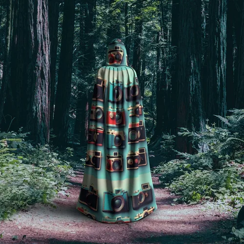 Vista 5 de Retro Cool Camera Collection Print Hooded Cloak Men Women â Versatile Cosplay Cloak Halloween Carnivals Theme Decor
