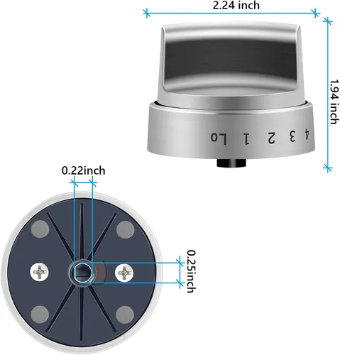 Vista 2 de WB03X24818 - Perillas de estufa de gas con aspecto de acero inoxidable, pomos de control de quemador de cocina de plástico, compatibles con perilla