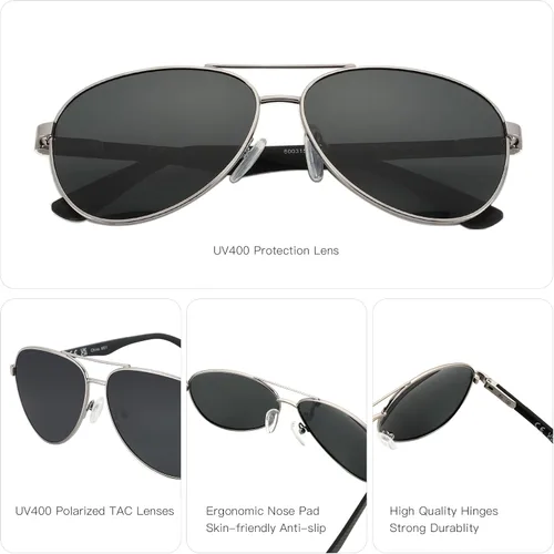 Vista 4 de ZENOTTIC - Gafas de sol polarizadas tipo aviador para hombres con patillas de fibra de carbono estilo piloto, lentes espejados y protección UV