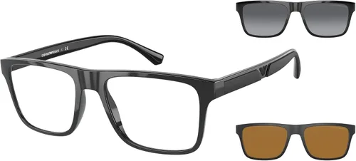 Vista 9 de Emporio Armani Mens EA4115 Rectangular Eyewear Frames With Two Interchangeable Sun Clip-ons Habana mate/transparente/marrón claro/gris oscuro