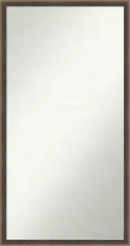 Vista 84 de Amanti Art Brown Bathroom Mirror for Over Sink, 21x33 Custom Made Hardwood Wedge Mocha Rectangle Vanity Mirror, Large Modern Wood Frame, Hangs