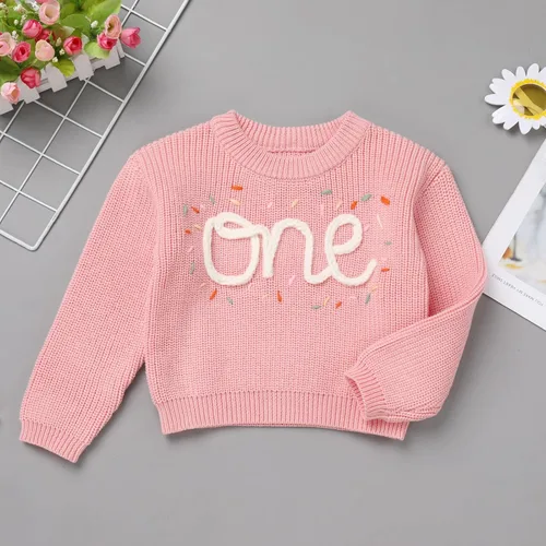 Vista 2 de Suéter de primer cumpleaños para bebés y niñas de un año de edad, sesión de fotos, otoño e invierno