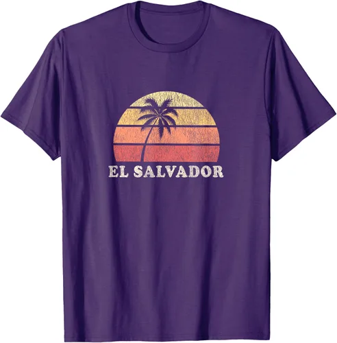 Vista 63 de El Salvador Vintage 70s Retro Throwback Design Camiseta, Azul