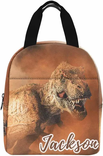 Vista 13 de InterestPrint Bolsa de almuerzo personalizada de mamá papá, bolso de picnic con cremallera de bosque con marco dorado personalizado reutilizable