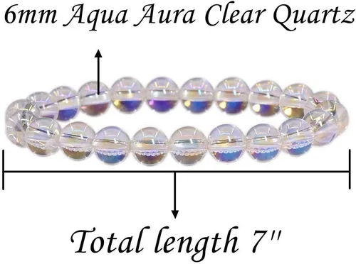 Vista 2 de Handmade Gem Semi Precious Gemstone 6mm Round Beads Stretch Bracelet 7" Unisex