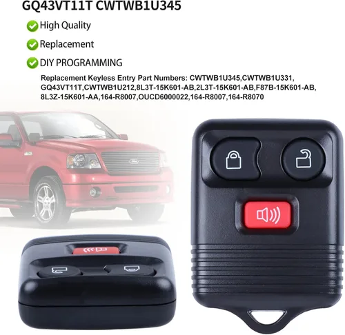 Vista 3 de Llavero de repuesto con control remoto compatible con Ford F150 F250 F350 Escape Expedition Explorer Mazda