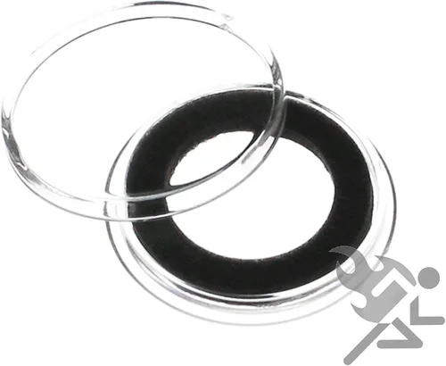 Vista 3 de Tubo de cápsula de tapa negra y 20 soportes de monedas de anillo negro de 0.709 in para monedas de EE. UU