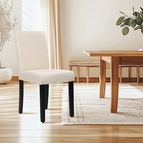 Vista 8 de Sillas de comedor de estilo urbano, de piel y con patas de madera maciza, 76.2 cm, 4