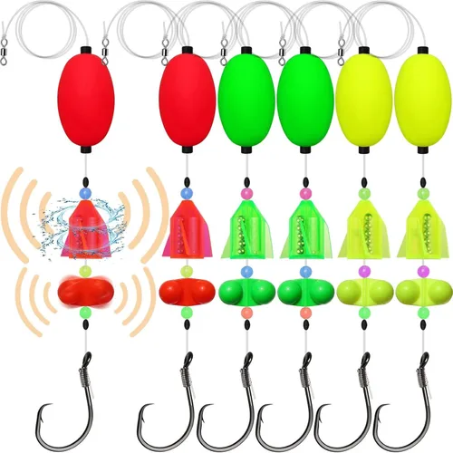 Vista 13 de Dovesun Pre-Tied Catfish Rig System, 23 Inch 55LB Santee Cooper Catfish Float Rig with Adjustable EVA Slip Float and High Carbon Circle Hooks 5/0