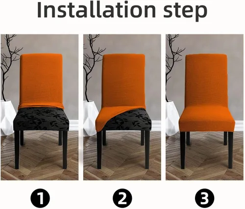 Vista 6 de Fundas para sillas de comedor, fundas elásticas para sillas de asiento decorativo, sin brazos, extraíbles, lavables, elásticas, universales