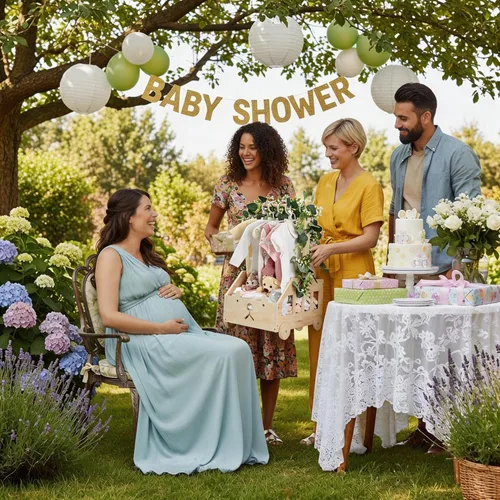 Vista 7 de Armario de madera para baby shower con ruedas empujables, cesta de baby shower personalizada, regalo de bienvenida para niños recién nacidos