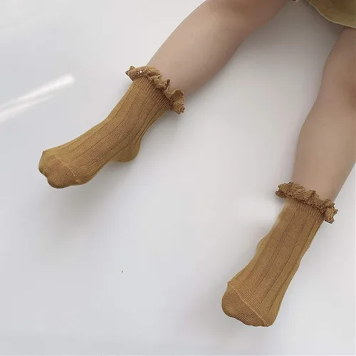 Vista 5 de Ashmyova Calcetines vintage de encaje de tobillo para bebés y niñas, paquete de 6