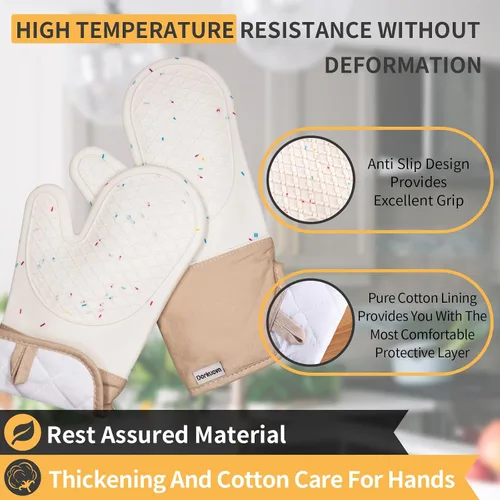 Vista 5 de Guantes de horno lindos, manoplas de cocina, guantes de horno para la cocina, guantes de horno para la cocina, guantes de horno de silicona lavables