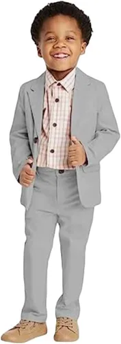 Vista 2 de Traje formal de 2 piezas para niños, ajustado, blazer y pantalones, traje de fiesta para niños, traje de boda sólido para niños, traje de cena