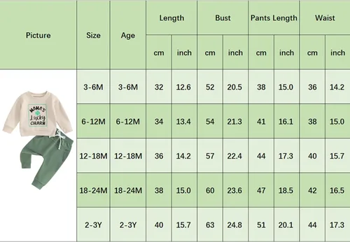 Vista 7 de Amiblvowa Conjunto de sudadera de manga larga para el día de San Patricio para bebé niño, sudadera de manga larga y pantalones deportivos casuales