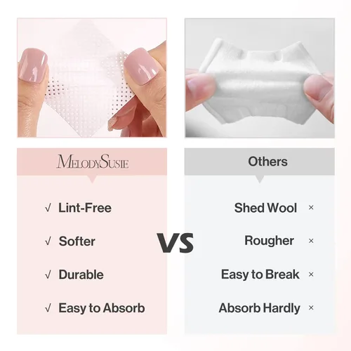 Vista 3 de MelodySusie 1050 toallitas de uñas sin pelusas, súper absorbentes, suaves, no tejidas, para quitaesmalte de uñas y toallitas de extensión