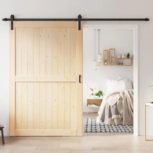 Vista 14 de Losa de puerta corrediza de madera de granero de 36 x 84 pulgadas (puerta doble de 18 x 84 pulgadas) con kit de herramientas de 6.6 pies, requiere