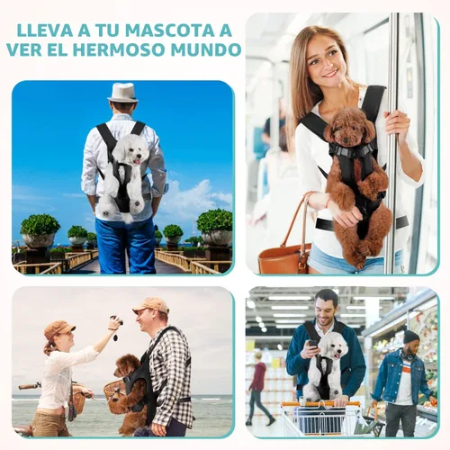 Vista 7 de Lukovee Mochila transportadora para perros, con patas hacia afuera, fácil ajuste, transportadora frontal para perros pequeños y medianos Negro