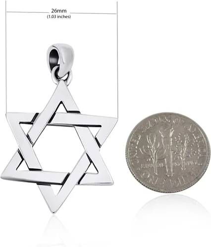 Vista 2 de AJDesign Large Star of David Necklace Pendant 925 Sterling Silver Jewish Jewelry for Men Women Religious