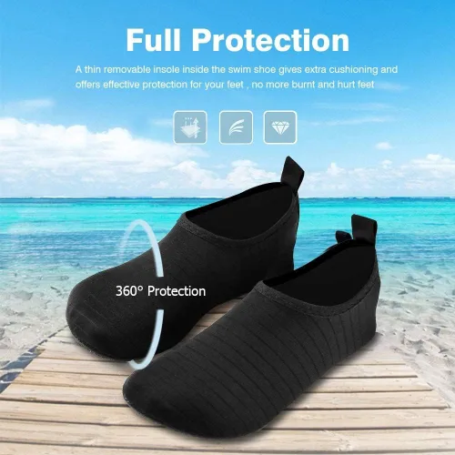 Vista 7 de JOTO - Zapatos de agua para mujeres, hombres y niños, sensación de ir descalzo, secado rápido, calcetines acuáticos, zapatos de playa