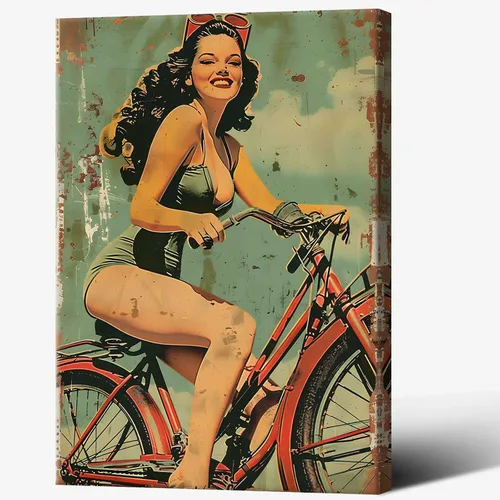 Vista 17 de Póster vintage de la niña piloto sexy de los años 50, arte de pared, arte retro de mediados de siglo, nostalgia estética, impresiones estéticas