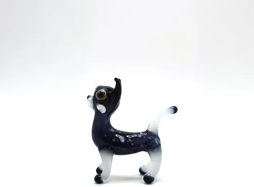 Vista 5 de Figura de cristal en miniatura de gato pequeño, animal de vidrio soplado hecho a mano, bonita escultura de gato coleccionable, regalo de decoración