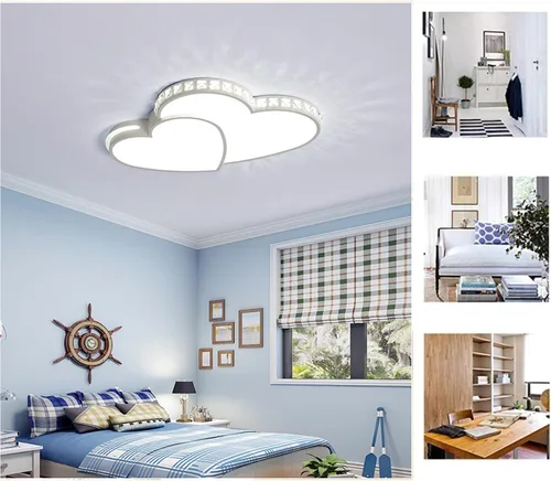 Vista 4 de Gdrasuya10 Lámpara de techo LED de cristal en forma de corazón, moderna lámpara de techo de montaje empotrado de cristal romántica para sala