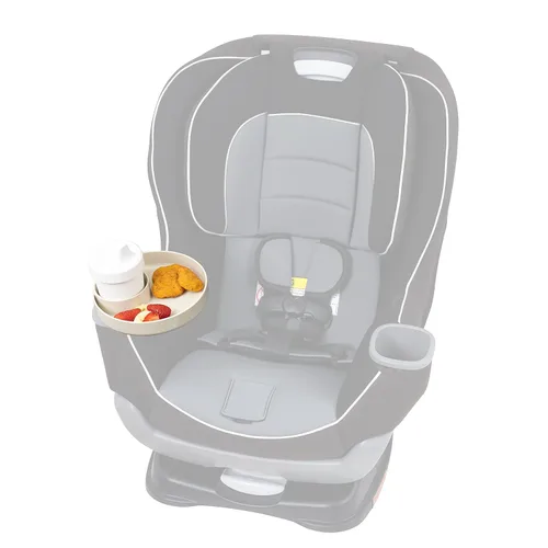Vista 5 de My Travel Tray Round, fabricado en Estados Unidos. Convierte el portavasos existente en bandeja y portavasos para asiento de automóvil para niños