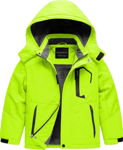 Vista 17 de CREATMO US Chaqueta de esquí impermeable para niño, abrigo de nieve cálido para invierno, resistente al viento, chaqueta de lluvia para snowboard