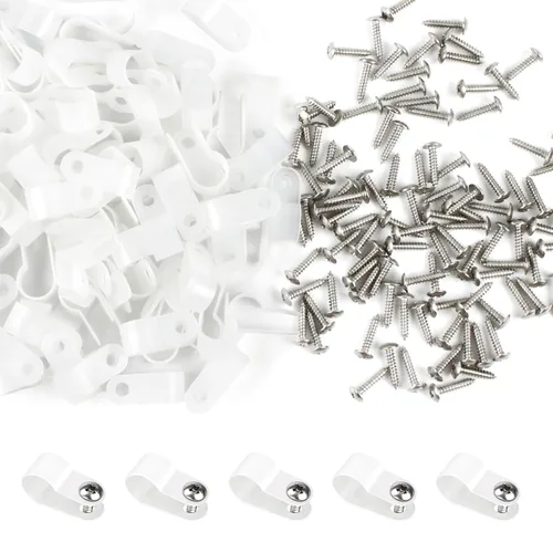 Vista 10 de RGBZONE 120pcs 1/2" negro tipo R clips de cable con tornillos