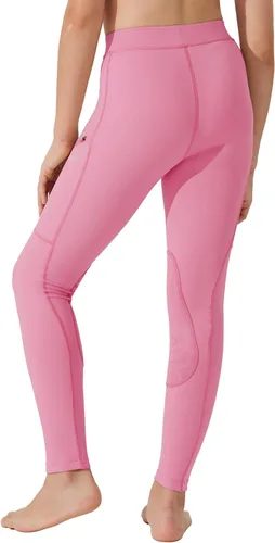 Vista 2 de Willit Pantalones de equitación para niñas, pantalones ecuestres para niños, parches de rodilla, mallas escolares con bolsillos con cremallera
