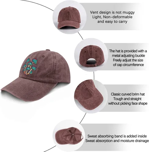 Vista 6 de devor Baseball Cap Mushroom Dad Hats for Women Funny Dad Hat Adjustable