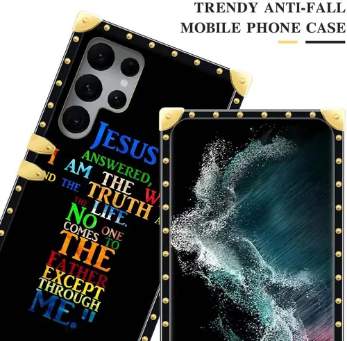 Vista 2 de Funda compatible con Samsung Galaxy S22 Ultra, funda protectora de TPU suave a prueba de golpes, con diseño de cruz de Jesús de la Biblia de Cristo