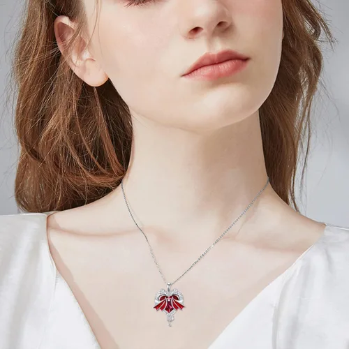 Vista 6 de Collar de dragón de plata de ley 925, collar de cristal de dragón para mujer, regalo de joyería de dragón para mujer