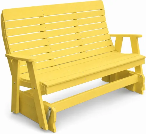 Vista 44 de Amish Made Antique Mahogany 4 ft Outdoor Glider Bench, HDPE Made in USA Fairfax Collection HDPE Poly Lumber Outdoor Glider Bench, All-Weather