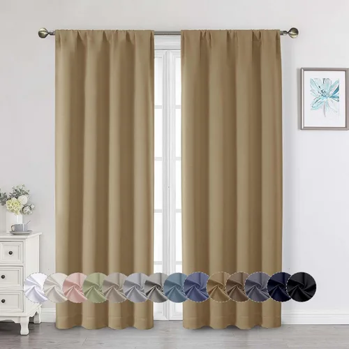 Vista 212 de Cortinas opacas para dormitorio, sala de estar, juego de 2 paneles de 54 pulgadas de largo, cortinas de oscurecimiento de habitación con aislamiento