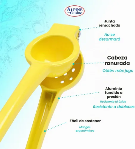 Vista 5 de Alpine Cuisine Exprimidor de limón resistente de 2.95 pulgadas – Exprimidor manual de cítricos de aluminio, prensa manual de cítricos, prensa