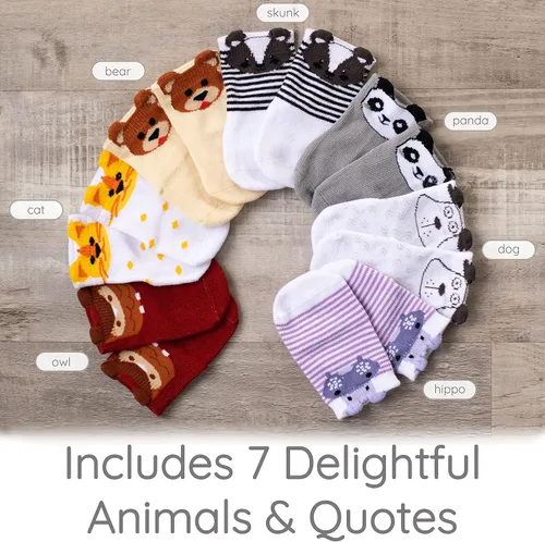 Vista 4 de ZIRI ZANE Juego de regalo de calcetines para bebé regalos para bebés recién nacidos para niños y niñas 7 pares únicos bonito y divertido regalo