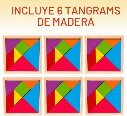 Vista 2 de ArtCreativity Rompecabezas de madera Tangram para niños, 7 piezas de colores, rompecabezas educativo, juguete de aprendizaje para niños y niñas