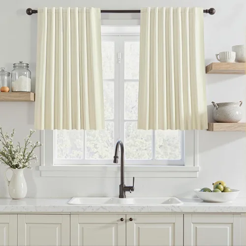 Vista 49 de Cortinas opacas de 54 pulgadas de largo para dormitorio, sala de estar, cortinas beige con aislamiento térmico, oscurecimiento de la habitación