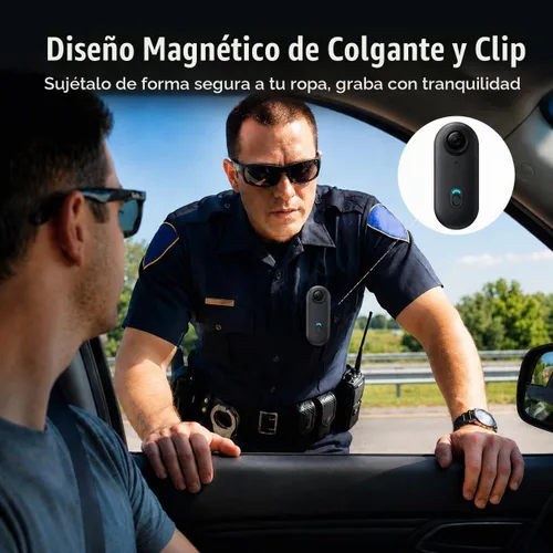 Vista 4 de JETO Mini cámara corporal HD 1080P, cámara portátil, clip giratorio de 360° y clip magnético, gran angular de 150°, 32G, funda impermeable