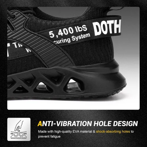 Vista 4 de Furuian - Tenis con punta de acero para hombres y mujeres, zapatos de seguridad ligeros, cómodos, a prueba de pinchazos, zapatos de trabajo