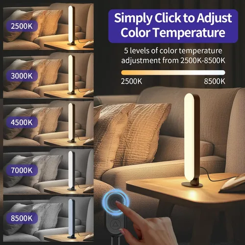 Vista 3 de BASON LIGHTING Barras de luz inteligentes, luces LED inteligentes RGB-ICW con sincronización de música, luz de escritorio RGB Bluetooth, luces