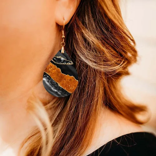 Vista 63 de Dangle Earrings for Women Colorful Dangling Drop Statement Jewelry Printed MDF Wood Teardrop Double Side Print Handmade by The Painted Pug