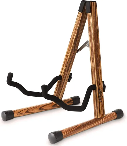 Vista 9 de SNIGJAT Soporte de madera acústico, mini eléctrico ajustable, soporte de guitarra para guitarra con acolchado de espuma, soporte de bajo plegable
